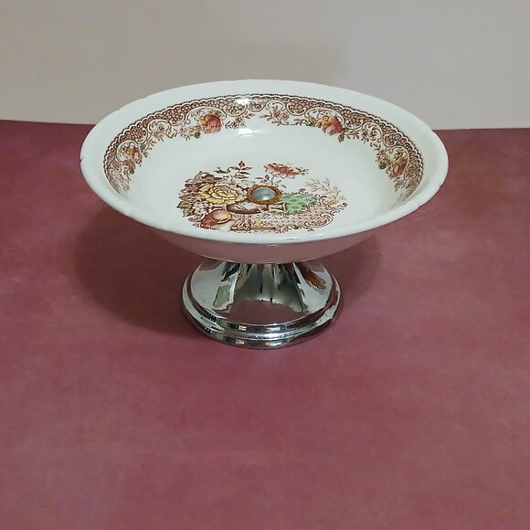 Vintage Royal Tudor Ware/Barker Bros. Ltd Fruit & Floral Small Pedestal Dish - Picture 2 of 7